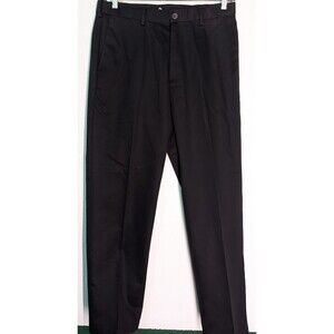 Haggar Chino Trouser Pants Mens 34x32 Black Classic Fit Work To Weekend (950)